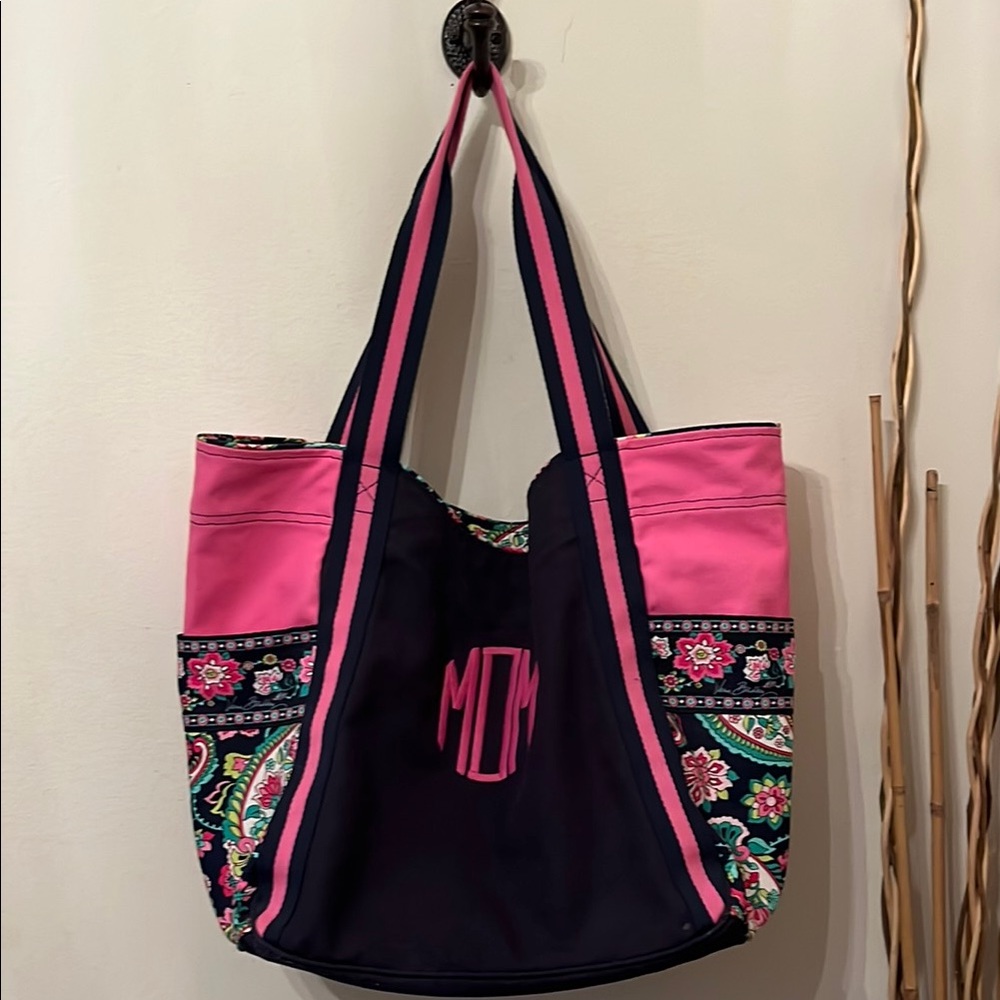 Pink and Navy Vera Bradley Tote Bag